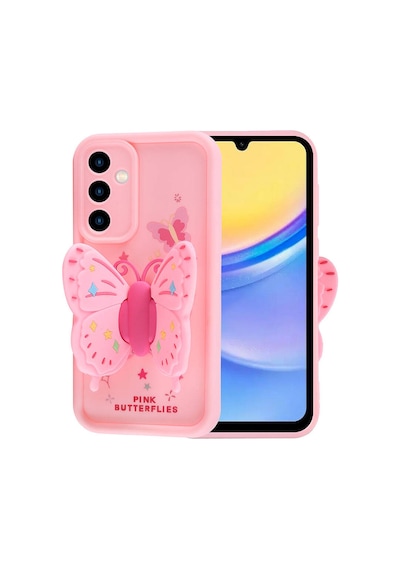 Zore Galaxy Uyumlu A15 Kılıf Kamera Korumalı Figür Tasarımlı Kapya Kapak - Pembe Açık Pembe Açık