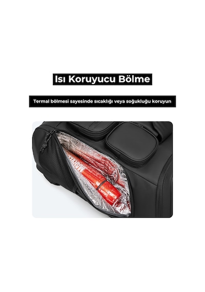 Ayakkabı Bölmeli Su Geçirmez Spor & Seyahat Sırt Çantası 30l 17 Laptop Bölmeli Siyah