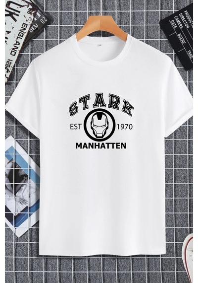 Unisex Kadın Erkek Tony Stark Ironman Baskılı Oversize T-shirt Beyaz Mck2283 Beyaz