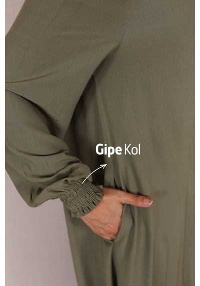 Rahvel Umre Takımı Viskon Kumaş Tunik Pantolon Bir Arada Terletmez İç Göstermez Haki Rahvel Umre Takımı Viskon Kumaş Tunik Pantolon Bir Arada Terletmez İç Göstermez Haki