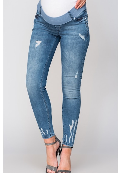 Busa Hamile İnci Detay Skinny Kot Pantolon Mavi-mavi