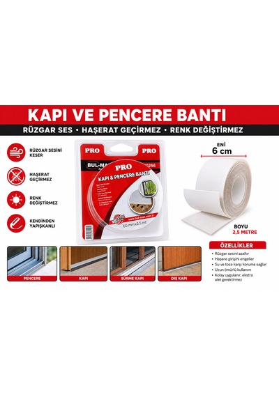 Kapı Ve Pencere Bantı Rüzgar Ses Haşerat Geçirmez Renk Değiştirmez Kendinden Yapışkanlı Eni : 6 Cm Boyu :2,5 Metre 2.5 M Kapı Ve Pencere Bantı Rüzgar Ses Haşerat Geçirmez Renk Değiştirmez Kendinden Yapışkanlı Eni : 6 Cm Boyu :2,5 Metre 2.5 M