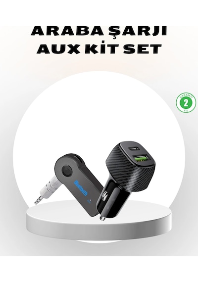 Bluetooth Aux Çevirici Ve Pd Destekli Araç Şarj Cihazı 2 Li Set Diğer