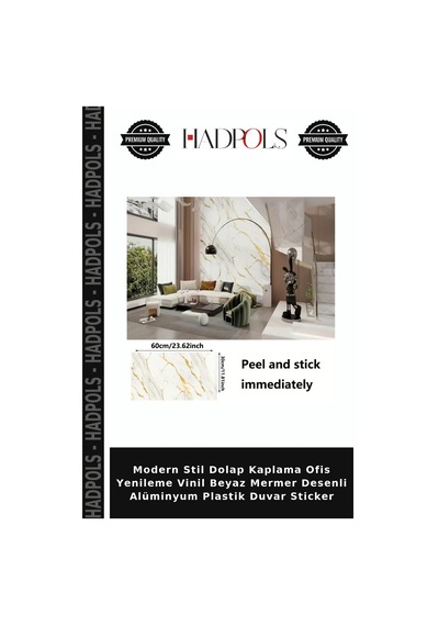 Modern Stil Dolap Kaplama Ofis Yenileme Vinil Beyaz Mermer Desenli Alüminyum Plastik Duvar Sticker