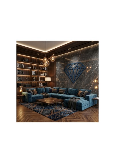 Elmas Geometrik Metal Duvar Tablosu - Metal Duvar Sanatı - Mor - 21 X 30 Cm