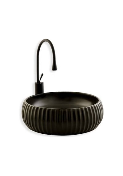 Lena - Tezgah Üstü Porselen Lavabo Siyah Outlet - E-4161s- Diğer