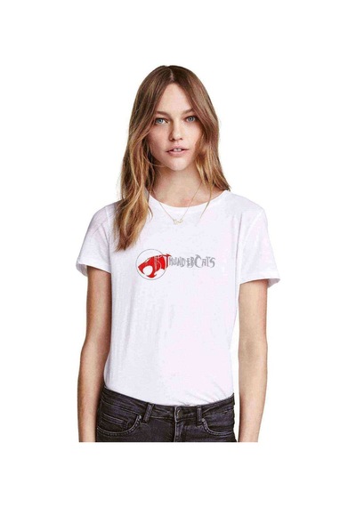 Thundercats Font Baskılı Beyaz Kadın Tshirt (534309344)