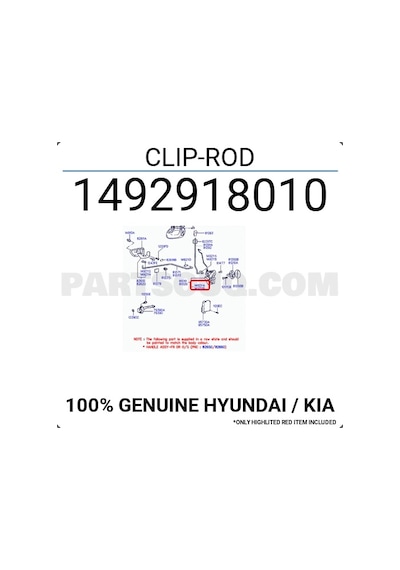 H100 Mın 93 Kapı Kilit Klipsi Oem No:1492918010