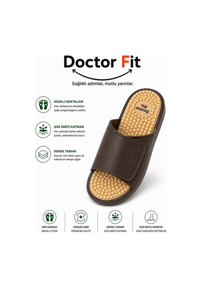 Doctor Fit Refleksoloji Rahatlatıcı,akapunktur Masaj Terliği Kahverengi Bayan Terliği 39 Numara