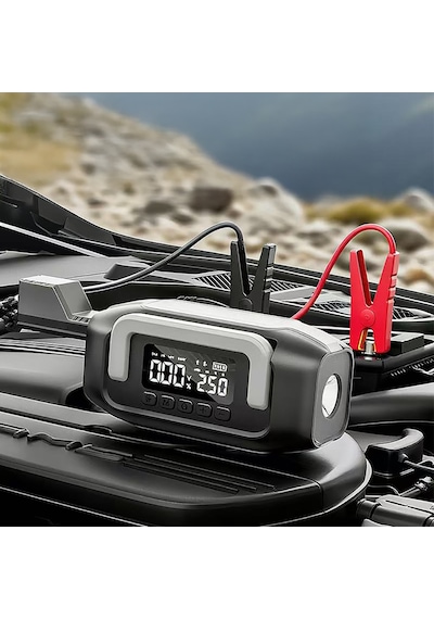 Go-des Gd-b636 Led Işıklı Araç Akü Acil Durum Takviye Güç Kaynağı Ve Hava Kompresörü 10000mah Siyah