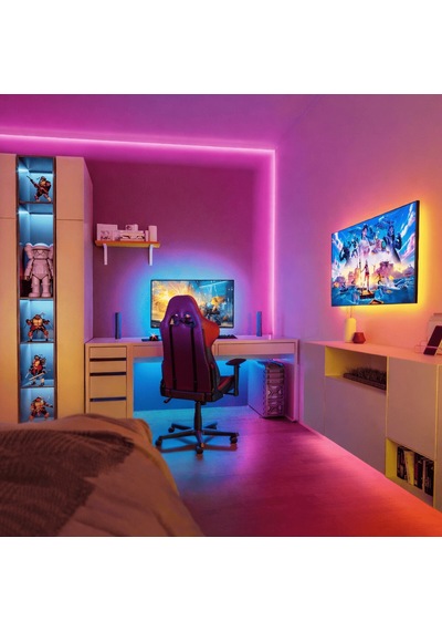 Neon Led Rgb Şerit 5 Metre Tak Çalıştır Set Ip65 Dış Mekan Uyumlu Wifi Kontrollü Magic Home Rgb Neon Aydınlatma 12v 96 Led/m 5a Adaptör Dahil
