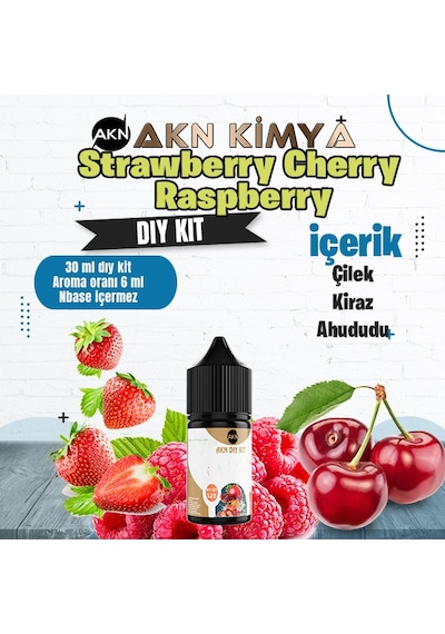 Strawberry Cherry Raspberry Dıy Kit Çilek Kiraz Ahududu Gıda Aroması %20 Oranda Aroma İçerir Hazır Değildir 30 Ml