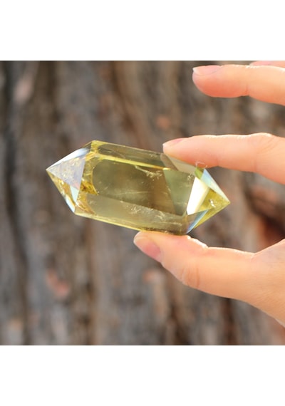 Doğal Çift Uçlu Limon Kuvars Taşı 100 Gr Enerji Dengeleyici Kristal Kuvars