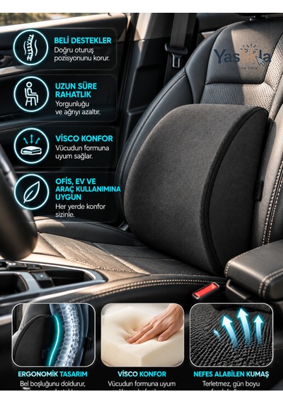 Ergonomik Ortopedik Visco Bel Destek Minderi Ofis Ev Ve Araç Koltuğu İçin Bel Yastığı