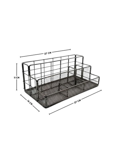 Temel Nikel Metal Mesh Masaüstü Organizer Çok Bölmeli 27x14x11 Cm 9515b