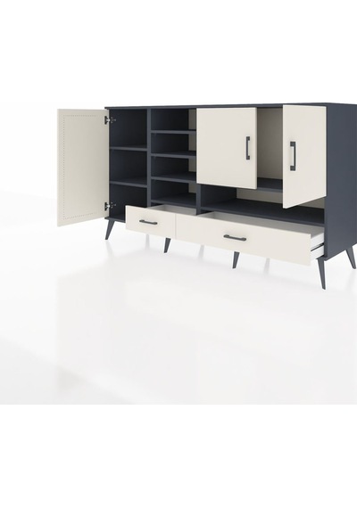 Kronos Konsol 8 Raflı 2 Çekmeceli 3 Kapaklı 176x59x99 Antrasit-ay Antrasit-aytaşı