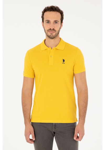 U.S. Polo Assn. Erkek Slim Fit Polo Yaka Safran Basic Tişört 50279613-VR043