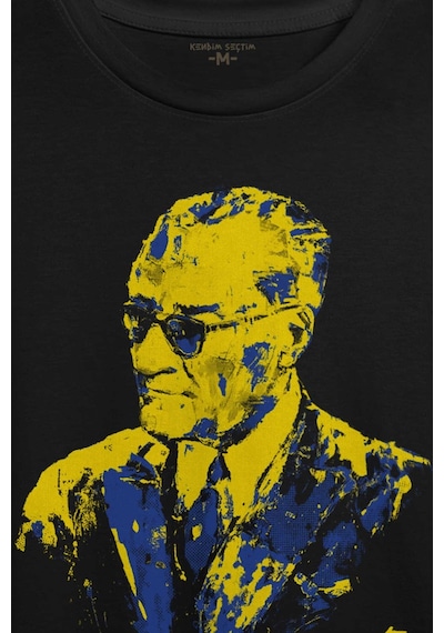 Atatürk Fenerbahçe Sarı Lacivert Baskılı Tişört Unisex T-shirt 001