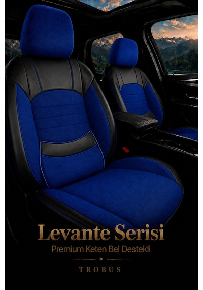 Nissan Note 2006-2012 Uyumlu Levante Serisi Mavi Siyah Oto Koltuk Kılıfı