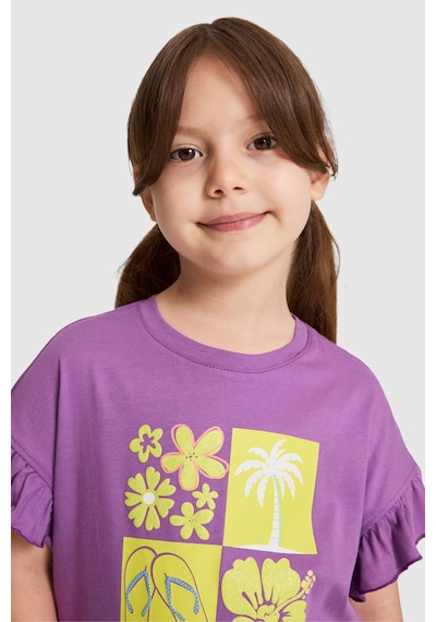 U.S. Polo Assn. Kız Çocuk Menekşe Tişört 50325654-vr037 Menekse