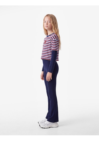 Koton Beli Lastikli Slim Fit İspanyol Paça Tayt Lacivert 7wkg40036ak