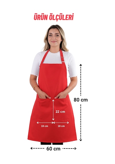 Sevilya Simple Ayar Askılı Mutfak Önlüğü Kırmızı