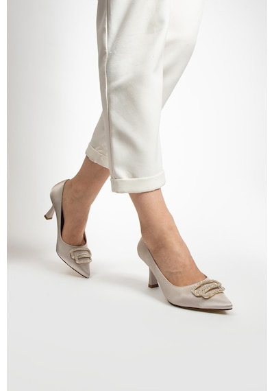 Paris Shoes Paris Bej Saten Topuklu Ayakkabı A741-bej Bej