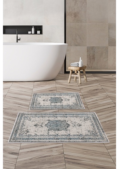 Alanur Trend Kaymaz Taban Dijital Banyo Takımı Kt467 Mavi
