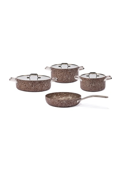 Brioni Stone Age Terra 7 Parça Tencere Seti Sht-11101 Kahverengi