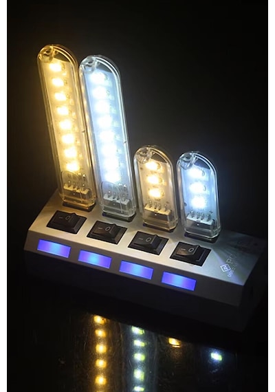 Usb 8 Led Beyaz Lamba Gece Lambası Laptop - Powerbank Uyumlu Led Diğer