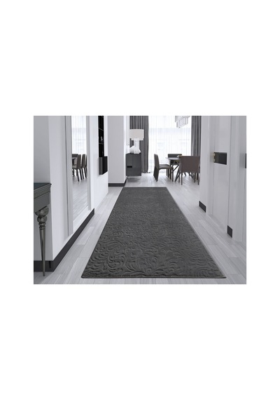 Plato Halı Opqo Sarmaşık Premium Oturma Odası, Salon, Antre, Yıkanabilir Polyester Kaymaz Taban Antrasit Halı