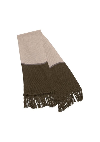 Peraluna Sorrel Scarf Çizgi Detaylı Püsküllü Kadın Triko Atkı - Sütlü Kahve Sütlü Kahve