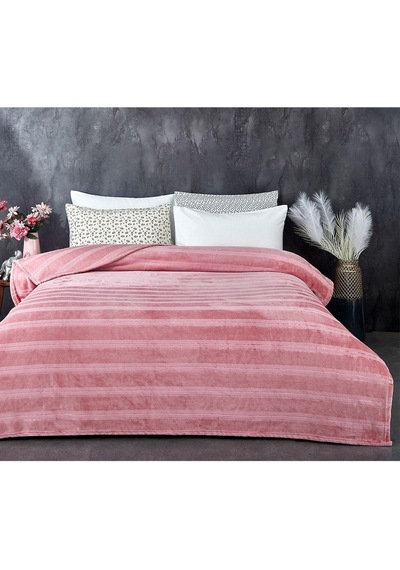 Evlen Home Mayer Supersoft Yumuşak Çift Kişilik Battaniye 180x230 Cm Pudra Pudra