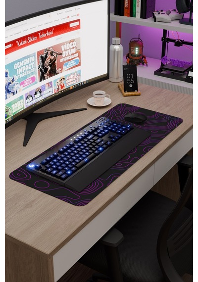 Topography Kaymaz Dikişli Kauçuk Oyuncu Mousepad V4 - 70x30 Xl Gaming Mouse Pad Fare Altlığı