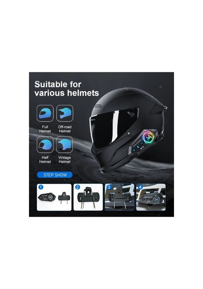 Blic Y12 Motosiklet Kask Intercom Bluetooth 5.4 Kulaklık Işıklı, Su Geçirmez, Mikrofonlu Müzik Ve Telefon Görüşme