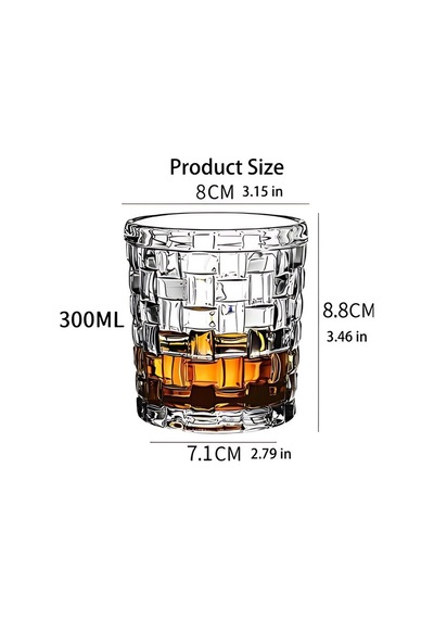 2 Adet Retro Serisi Vintage Tasarım Rattan Detaylı Kristal Kesim Viski Ve Kokteyl Bardak Seti Şeffaf
