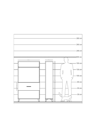 Arges Dolap Tek Raflı Tek Çekmeceli Tek Askılı 88x30x163 Çam-antrasit Atlas Çam