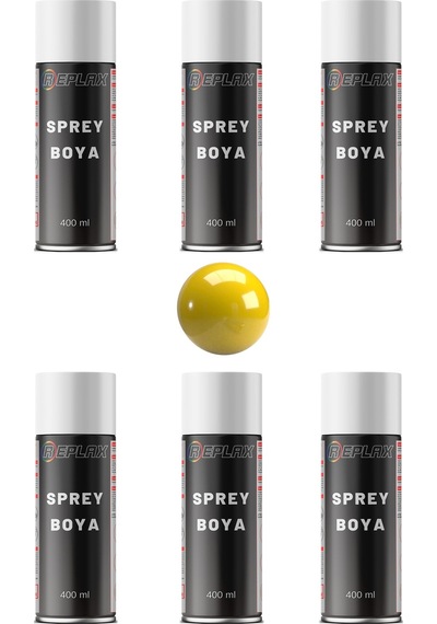 6 Adet Ral 1003 Sinyal Sarı Taksi Sarısı Sprey Boya 400 Ml.