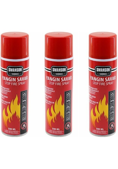 3 Adet Yangın Söndürücü - Yangın Savar Sprey 500ml + 500 Ml + 500