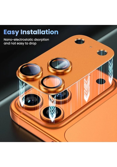 Apple Uyumlu   iPhone 17 Pro Max Siyah Alüminyum Tam Kaplama Koruma Lens Koruyucu 9h Ultra Hd