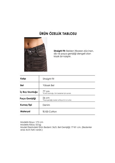 Itsbasic Kadın Koyu Kahve 2s6-62 Straight Fit Kemer Detaylı Özel Tasarım Denim Jean