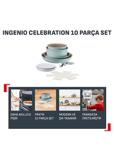 Tefal Ingenio Harmony Okaliptus Büyük Tava Tencere Seti - 10 Parça