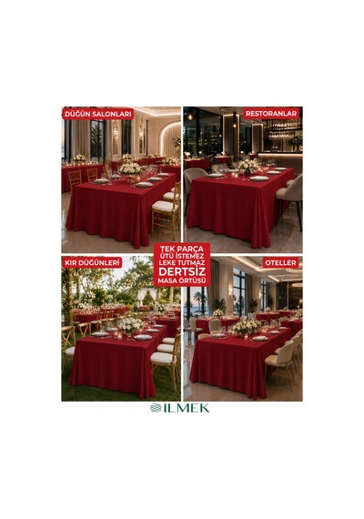 Dertsiz Dikdörtgen Masa Örtüsü 320x220cm - Dikişsiz Ütü İstemez - Düğün Davet Organizasyon Otel Restoran Bordo Bordo Dertsiz Dikdörtgen Masa Örtüsü 320x220cm - Dikişsiz Ütü İstemez - Düğün Davet Organizasyon Otel Restoran Bordo Bordo