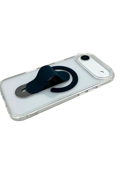 Apple iPhone 17 Air Magsafe Uyumlu Standlı Şeffaf Kılıf Lacivert