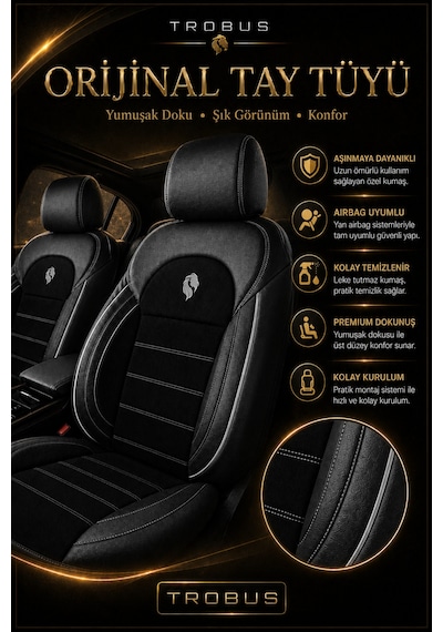 Fiat Tipo 1990-2000 Uyumlu Lion Serisi Siyah Beyaz Oto Koltuk Kılıfı