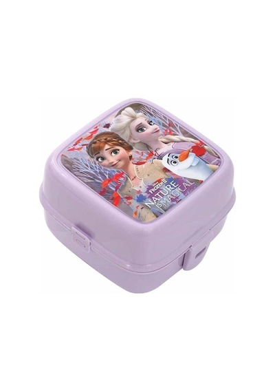 Beslenme Kutusu 4 Bölmeli Frozen 2 Lila Renk Kız Figürlü 1 Adet Yemek Saklama Kabı Beslenme Çantası Lila