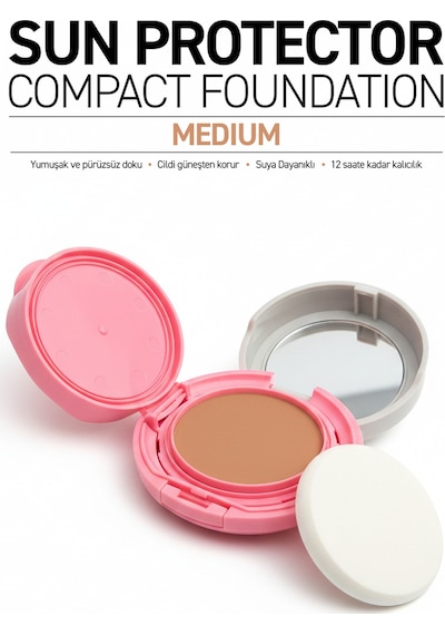Alix Avien   Yüksek Kapatıcı Waterproof Kompakt Fondöten SPF50 Medium
