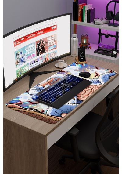 One Piece Kaymaz Dikişli Kauçuk Oyuncu Mousepad V1 - 90x40 Xxl Gaming Mouse Pad Fare Altlığı