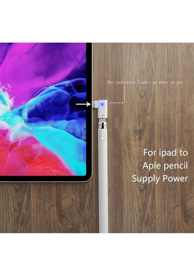 Usb-c Den Lightning E Adaptör, Apple Pencil 1. Nesil İçin Şarj Dönüştürücü - Mavi Led Göstergeli, Kompakt Ve Taşınabilir, Type-c Cihazlarla Uyumlu Beyaz Otgp