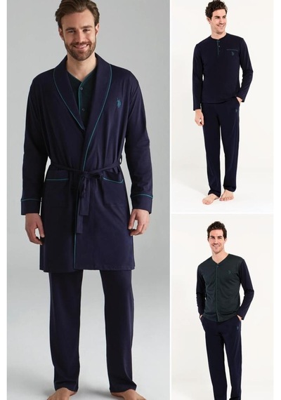 U.S. Polo Assn. U.S. Polo 12002 Çeyizlik 5'Li Erkek Pijama Röbdöşambır Takım